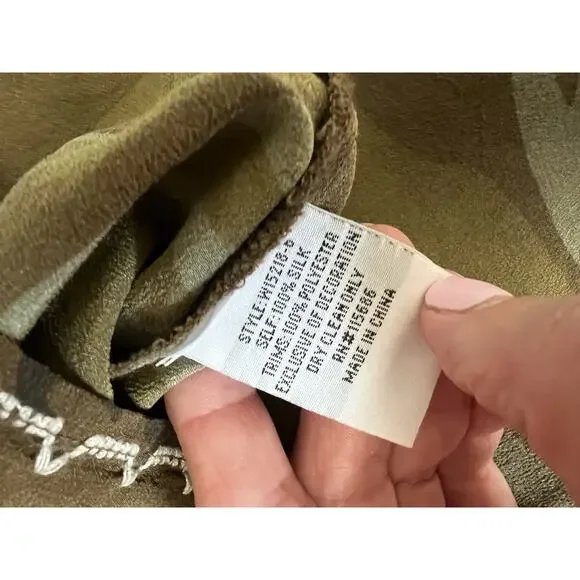 JOHNNY WAS Workshop 100% Silk Ciro Camo Embroidered Flare Sleeve Tunic Blouse - Picture 13 of 15